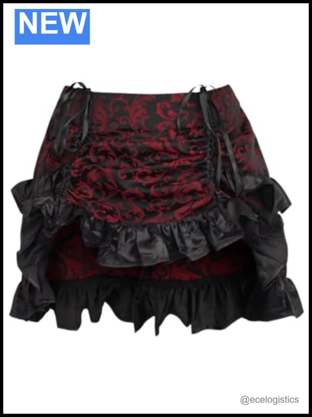 Women's Ruched Bustle Skirt with Elastic Back & Adjustable Front